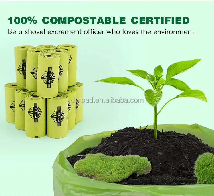 Custom logo 100% compostable poop bags material
