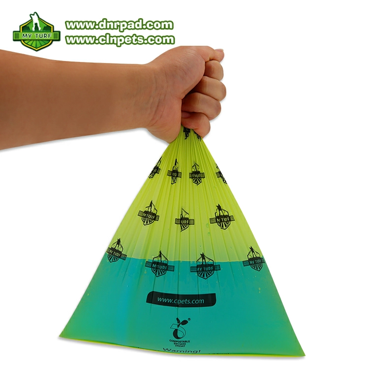 Tied dog poop bag showing leak-resistant design