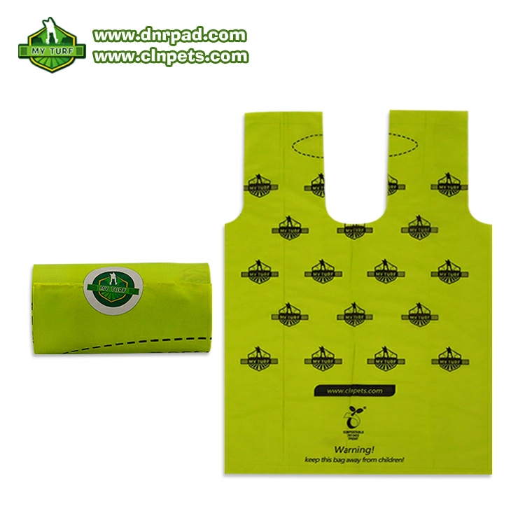 Biodegradable dog poop bag being used on a leash