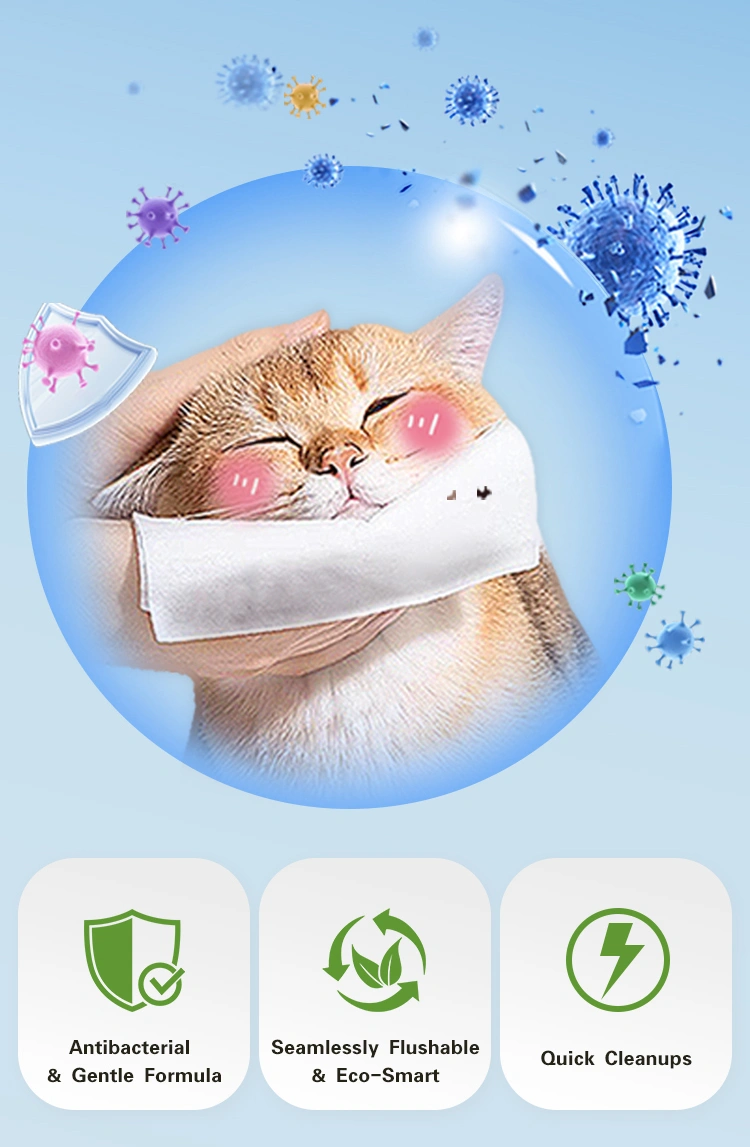 Puppy and kitten being cleaned with flushable pet wipes