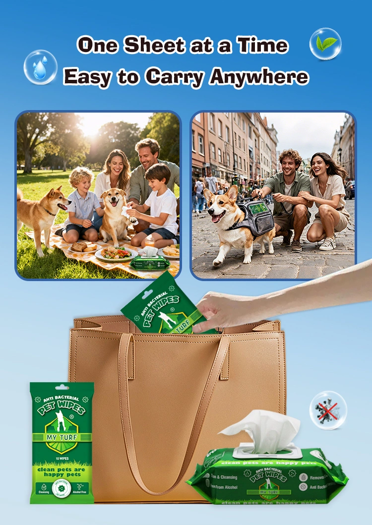 Pack of flushable pet wipes with fresh scent label
