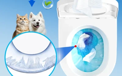 Soft flushable pet wipe cleaning a dog’s fur