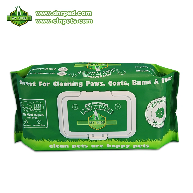 Close-up texture of thick flushable pet wipe