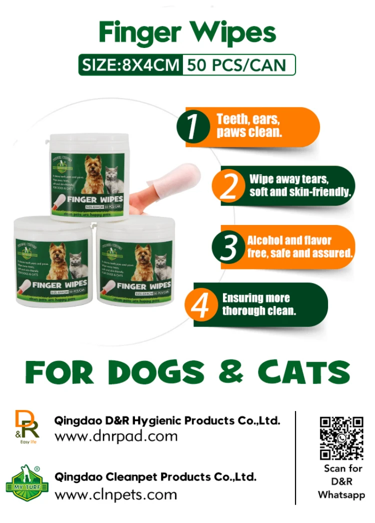 Disposable Pet Finger Wipes Gloves Soft Durable